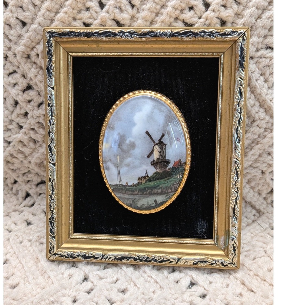 Countess Fine Bone China The Mill Van Ruysdale Miniature Framed Art England
